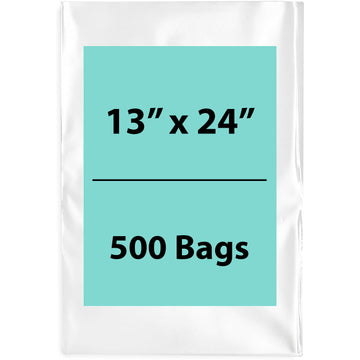 Clear Poly Bags 2 Mil Size: 13 inch (width) X 24 inch (Height) Pack of 500 Bags
